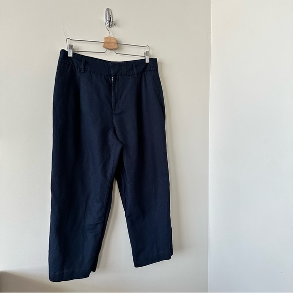 Zara-50/50 Linen and Cotton Blend Wide Leg Ankle Pants - Picture 3 of 8